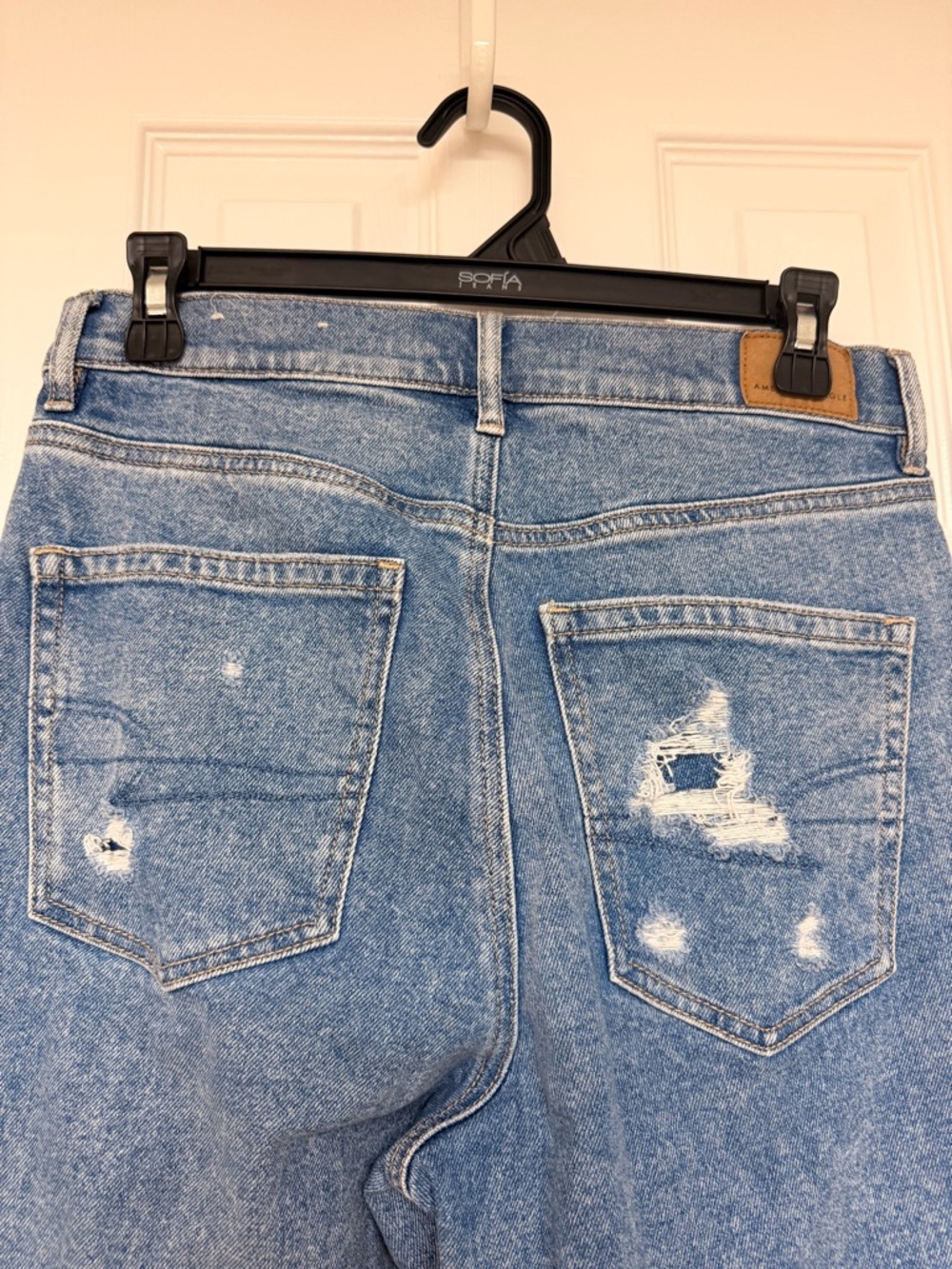 AE Highest Rise 90s Boyfriend Jeans Distressed Light Wash High Rise Baggy - Picture 8 of 12